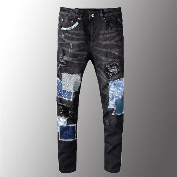 minglu mens jeans luxury men's black patchwork ripped jeans streetwear patch design stretch denim pants slim skinny trousers348k, Blue
minglu mens jeans luxury men's black patchwork ripped jeans streetwear patch design stretch denim pants slim skinny trousers348k, Blue
