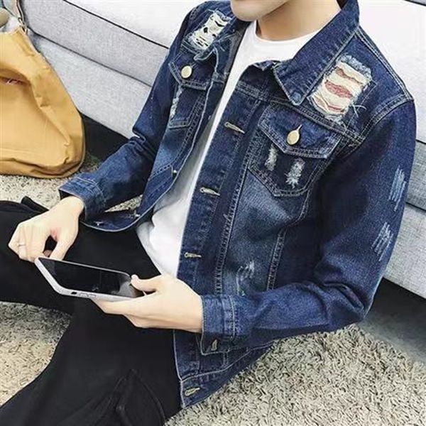 men's fall lapel vintage ripped jacket slim short denim youth handsome coat, Black;brown
men's fall lapel vintage ripped jacket slim short denim youth handsome coat, Black;brown