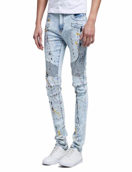 hiphop skinny jeans men pleated zipper spliced painted splashink denim casual penicl pants tide5822147, Blue
hiphop skinny jeans men pleated zipper spliced painted splashink denim casual penicl pants tide5822147, Blue