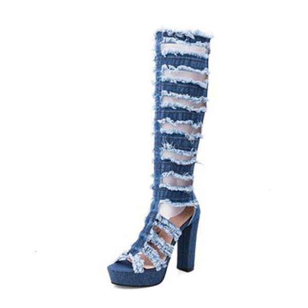 boots sandal's summer style hollow breathable denim high heel cold boots with thick fish mouth hole for women 230818, Black
boots sandal's summer style hollow breathable denim high heel cold boots with thick fish mouth hole for women 230818, Black