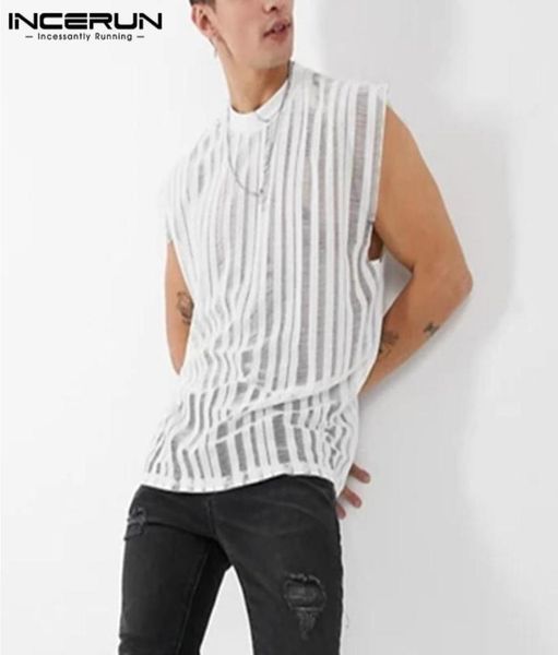 men mesh striped tank sleeveless o neck streetwear breathable vests summer fashion see through mens incerun 5xl 7 men039s9293117, White;black
men mesh striped tank sleeveless o neck streetwear breathable vests summer fashion see through mens incerun 5xl 7 men039s9293117, White;black