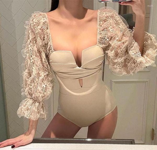 women039s swimwear ladies korean style swimsuit deep v cover belly open back lace long sleeve conservative onepiece swims8664731, White;black
women039s swimwear ladies korean style swimsuit deep v cover belly open back lace long sleeve conservative onepiece swims8664731, White;black