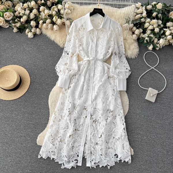 basic casual dresses summer elegant white water soluble lace embroidery dress women long sleeve hollow out single breasted belt party vestid, Black;gray
basic casual dresses summer elegant white water soluble lace embroidery dress women long sleeve hollow out single breasted belt party vestid, Black;gray