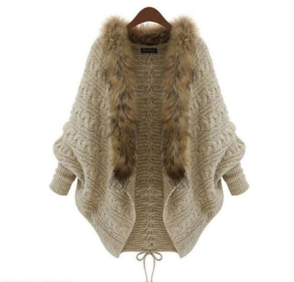 women casual open neck long bat sleeve solid khaki fur collar winter knit cardigan women039s sweaters1967618, White;black
women casual open neck long bat sleeve solid khaki fur collar winter knit cardigan women039s sweaters1967618, White;black