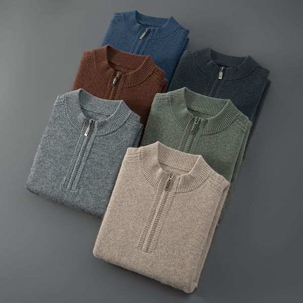men's sweaters 2023 autumn and winter high end clothing 100 pure cashmere knitwear half neck zipper long sleeve warm shirt 230818, White;black
men's sweaters 2023 autumn and winter high end clothing 100 pure cashmere knitwear half neck zipper long sleeve warm shirt 230818, White;black