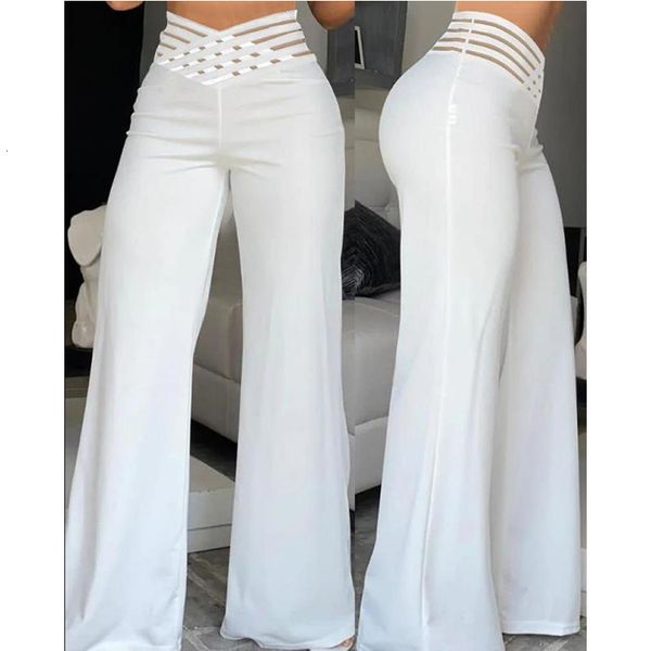 women's pants s fashion office ladies trousers elegant crisscross sheer mesh patch casual high waist flared for women clothes 2023 summ, Black;white
women's pants s fashion office ladies trousers elegant crisscross sheer mesh patch casual high waist flared for women clothes 2023 summ, Black;white