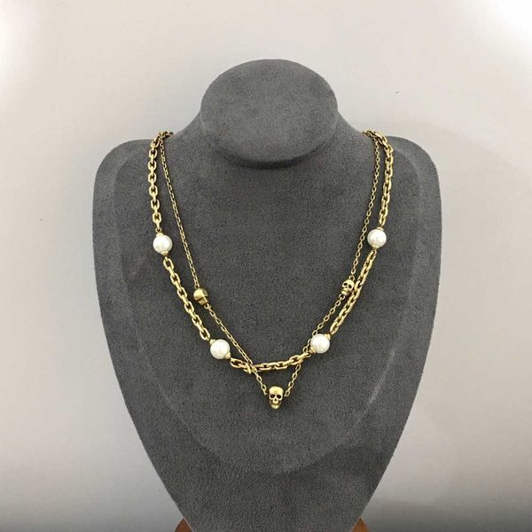 fashion designer alexander queen skeleton head pearl double layer necklace for women with a high sense of personality and temperament brass, Black
fashion designer alexander queen skeleton head pearl double layer necklace for women with a high sense of personality and temperament brass, Black