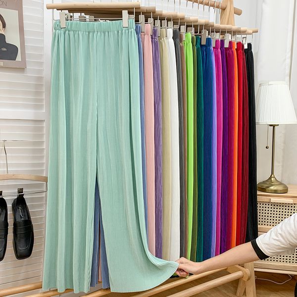 women's pants s summer thin chiffon wide leg for women casual high waist loose straight long lady pleated trousers 230818, Black;white
women's pants s summer thin chiffon wide leg for women casual high waist loose straight long lady pleated trousers 230818, Black;white