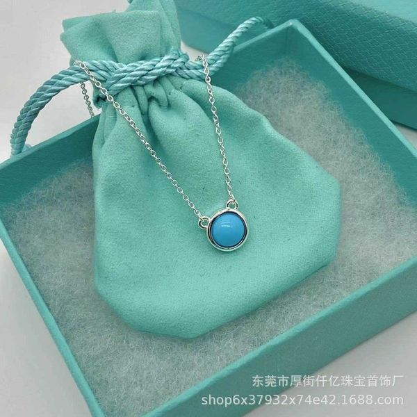 brand tiffay s925 sterling silver natural turquoise necklace circular pendant minimalist collar chain, Black
brand tiffay s925 sterling silver natural turquoise necklace circular pendant minimalist collar chain, Black
