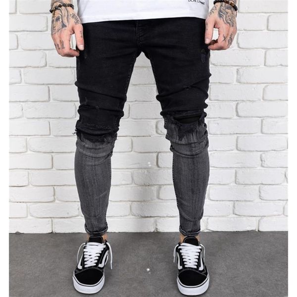 mens casual fashion personality jeans gradient black gray contrast color ripped holes washed denim trousers255h, Blue
mens casual fashion personality jeans gradient black gray contrast color ripped holes washed denim trousers255h, Blue