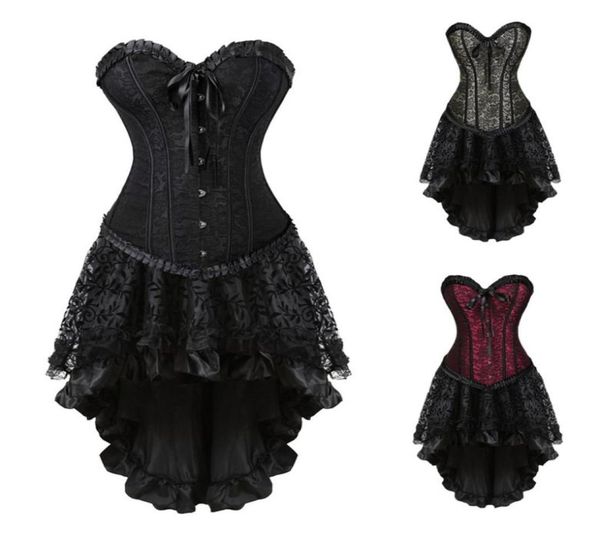 women burlesque corset skirt outfit plus size s6xl jacquard lace mesh overlay ruffle trim overbust corset with black flocked hil5359696, Black;white
women burlesque corset skirt outfit plus size s6xl jacquard lace mesh overlay ruffle trim overbust corset with black flocked hil5359696, Black;white