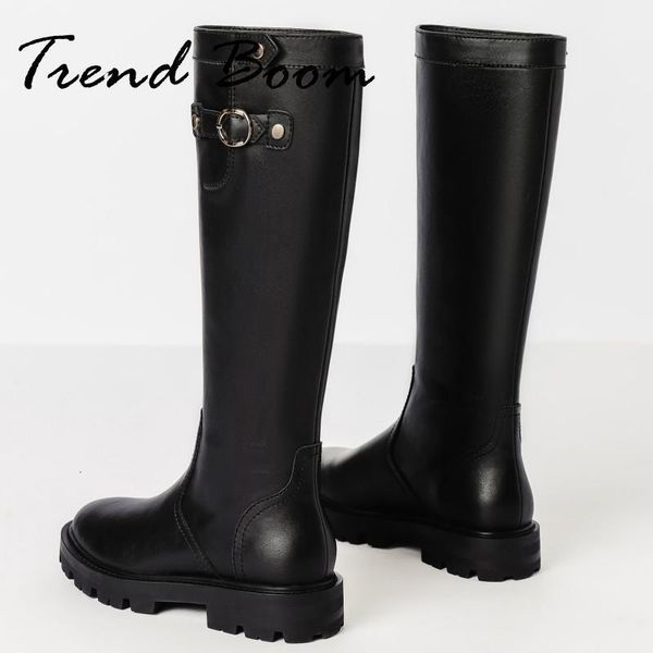 boots belt buckle genuine leather riding boot y round toe knee high autumn winter british style black combat 230818
boots belt buckle genuine leather riding boot y round toe knee high autumn winter british style black combat 230818
