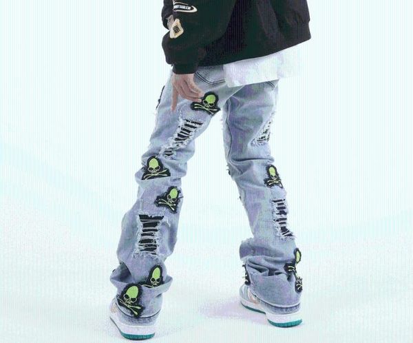 men039s jeans 2022 skull embroidery hole ripped punk gothic men pants skateboard hip hop distressed baggy denim trousers pantal4319425, Blue
men039s jeans 2022 skull embroidery hole ripped punk gothic men pants skateboard hip hop distressed baggy denim trousers pantal4319425, Blue