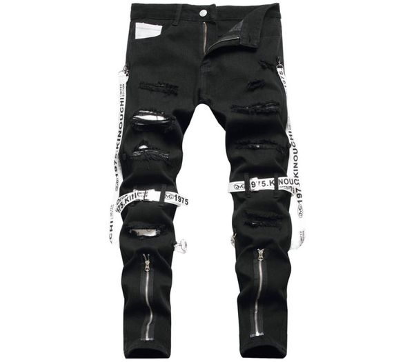 men slim fit black jeans ribbon zipper straight leg ripped men039s denim pants regular cotton jean destroyed pant hip hop casua7442957, Blue
men slim fit black jeans ribbon zipper straight leg ripped men039s denim pants regular cotton jean destroyed pant hip hop casua7442957, Blue