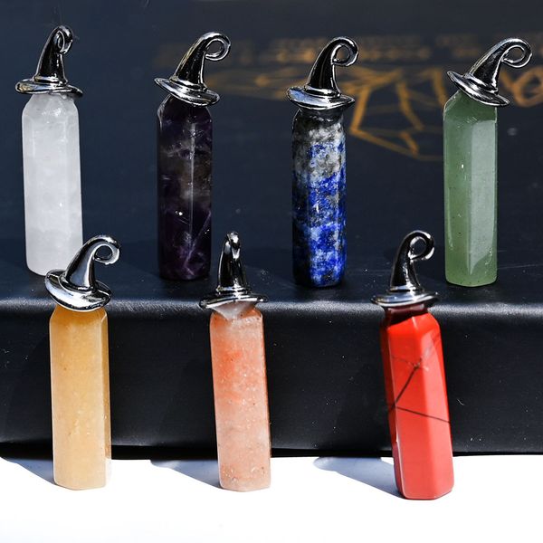 natural crystal stone hexagon prism halloween hat pendant lapis amethyst agate charms diy necklaces for women men jewelry, Bronze;silver
natural crystal stone hexagon prism halloween hat pendant lapis amethyst agate charms diy necklaces for women men jewelry, Bronze;silver