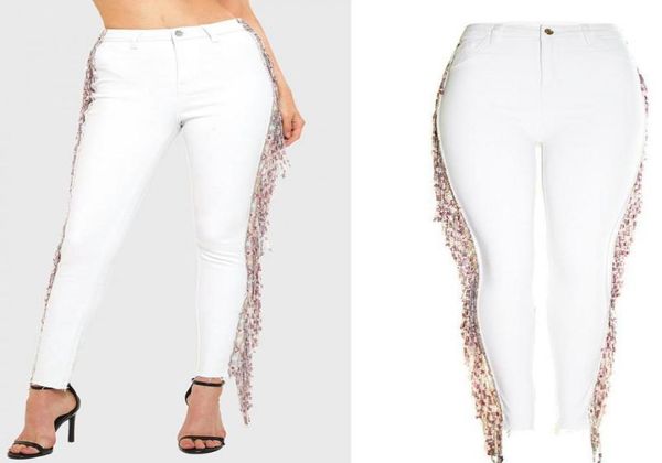 2021 summer plussize slim legged pants women039s capris ins super sparkle piece bead piece tassel pants stretch slim white jea1765081, Blue
2021 summer plussize slim legged pants women039s capris ins super sparkle piece bead piece tassel pants stretch slim white jea1765081, Blue