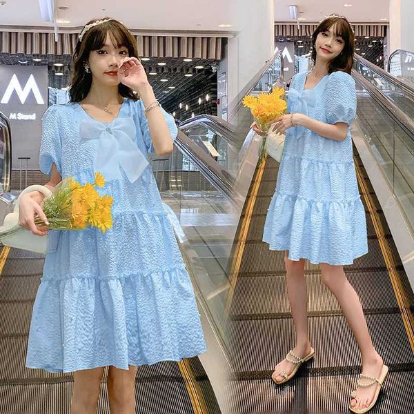 sweet summer pregnant women's dress bubble sleeves pregnant women's dress gentle fairy cover belly princess dress, White
sweet summer pregnant women's dress bubble sleeves pregnant women's dress gentle fairy cover belly princess dress, White
