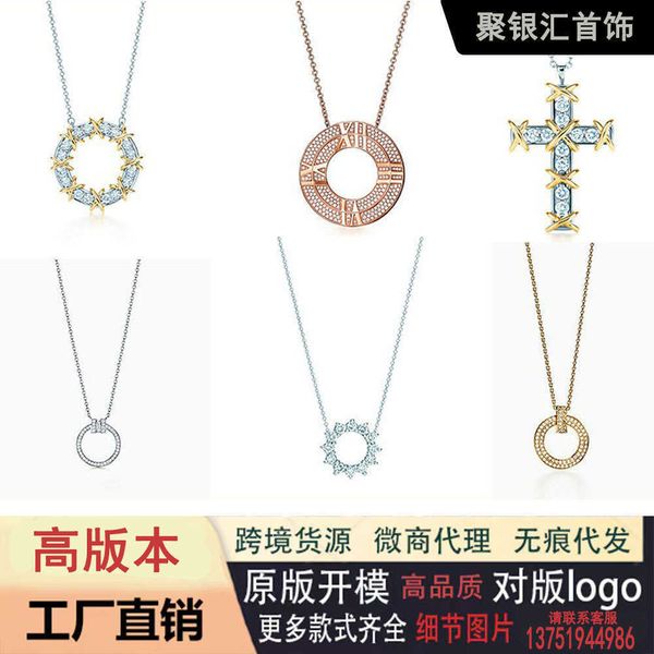 brand tiffay tiff925 silver v gold material fashion matching essential micro inlaid circle t necklace pendant, Black
brand tiffay tiff925 silver v gold material fashion matching essential micro inlaid circle t necklace pendant, Black
