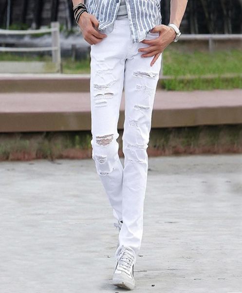 wholemen summer style white cotton male skinny ripped jeans for men famous fashion brand8815184, Blue
wholemen summer style white cotton male skinny ripped jeans for men famous fashion brand8815184, Blue
