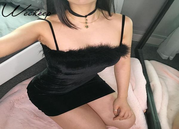 velvet spaghetti strap dress women sheath bodycon faux fur black mini dress party vestido elegant drs2982822, White;black
velvet spaghetti strap dress women sheath bodycon faux fur black mini dress party vestido elegant drs2982822, White;black