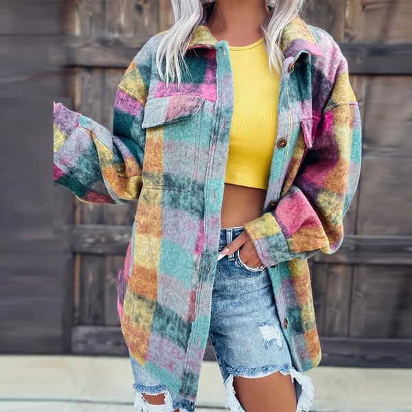 womens jackets fashion single breasted short wool coats elegant lapel long sleeve flip cover shirt jacket autumn women color block print 230, Black;brown
womens jackets fashion single breasted short wool coats elegant lapel long sleeve flip cover shirt jacket autumn women color block print 230, Black;brown
