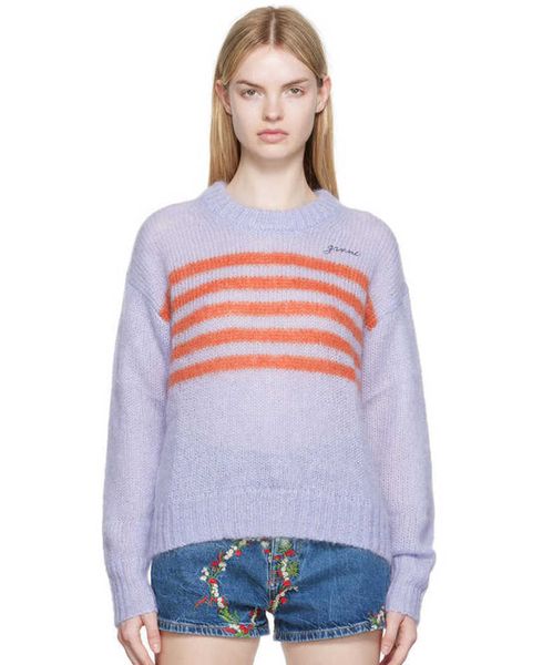 sweater ganni 23aw women designer knitted sweater fashion knitted lavender color contrast stripe round neck pullover sweater coat, White;black
sweater ganni 23aw women designer knitted sweater fashion knitted lavender color contrast stripe round neck pullover sweater coat, White;black