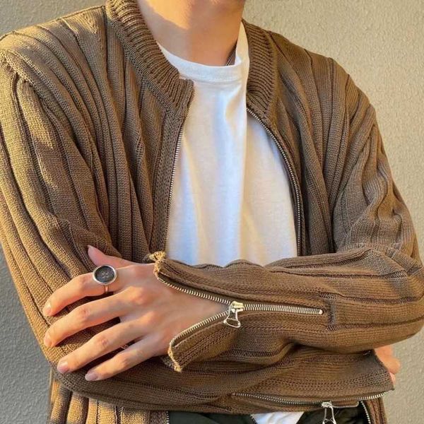 men's sweaters rtim kiko brown stripe zipper cardigan sweater cleanfit tidal wool knit coat, White;black
men's sweaters rtim kiko brown stripe zipper cardigan sweater cleanfit tidal wool knit coat, White;black