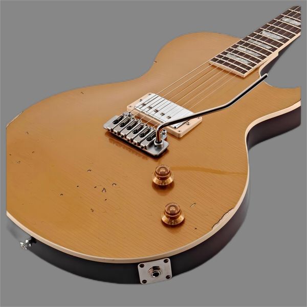 heavy relic joe perry gold rush axcess aged antique gold electric guitar tremolo bridge, single pickup
heavy relic joe perry gold rush axcess aged antique gold electric guitar tremolo bridge, single pickup