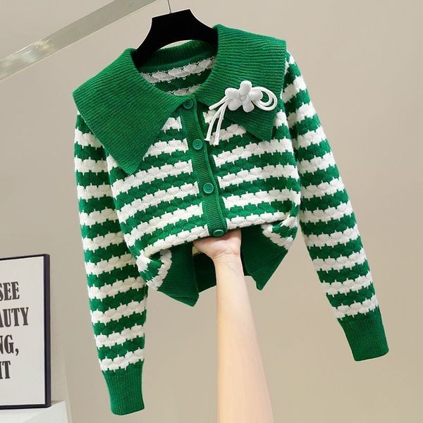 women's knits tees sweet threedimensional detachable flower single breasted striped contrasting colors sweater women kpop fashion knitt, White
women's knits tees sweet threedimensional detachable flower single breasted striped contrasting colors sweater women kpop fashion knitt, White