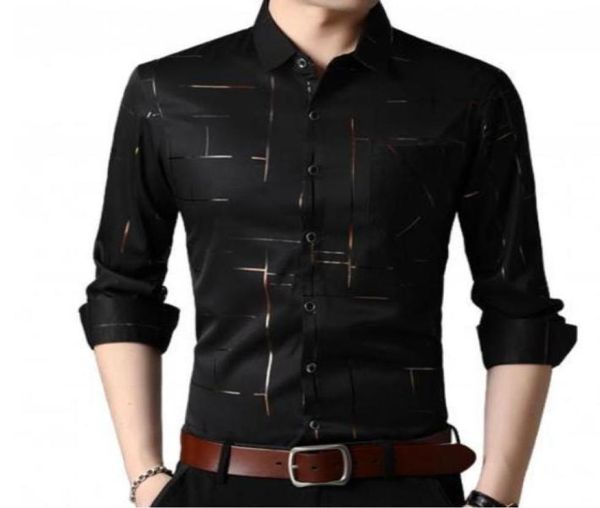 slim men shirt dress long sleeve turn down collar stripes singlebreasted polo business 977431, White;black
slim men shirt dress long sleeve turn down collar stripes singlebreasted polo business 977431, White;black