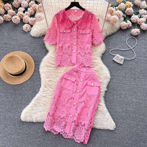 elegant women's two piece dress summer sweet small fragrance lace embroidery two piece set women's short sleeve hollow out shirt p, White
elegant women's two piece dress summer sweet small fragrance lace embroidery two piece set women's short sleeve hollow out shirt p, White