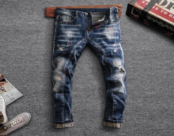 italian style fashion men jeans retro blue vintage designer ripped denim trousers streetwear spliced elastic hip hop biker pants1080941
italian style fashion men jeans retro blue vintage designer ripped denim trousers streetwear spliced elastic hip hop biker pants1080941
