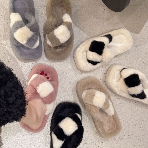 big size 35-42 womens fluffy slippers cross flip-flops autumn and winter home l indoor warm shoes thick sole, Black
big size 35-42 womens fluffy slippers cross flip-flops autumn and winter home l indoor warm shoes thick sole, Black