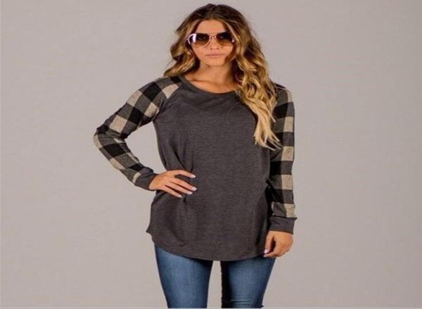 autumn t shirts for women with print plaid casual cotton loose woman clothing long sleeve tshirt1121346, White 
autumn t shirts for women with print plaid casual cotton loose woman clothing long sleeve tshirt1121346, White