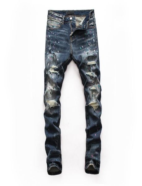 men039s jeans european style mens stretch men straight denim trousers slim paint printing blue hole zipper for 81324280324
men039s jeans european style mens stretch men straight denim trousers slim paint printing blue hole zipper for 81324280324