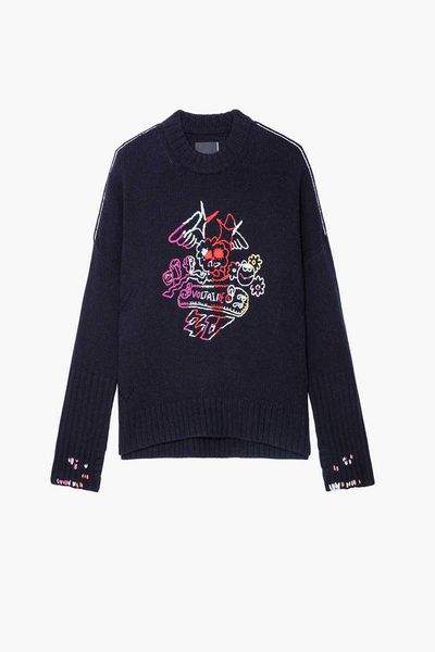 zadig voltaire 23 knitted sweaters zv jacquard handmade crochet embroidery embroidered colorful smiling face wool loose sweater for women, White
zadig voltaire 23 knitted sweaters zv jacquard handmade crochet embroidery embroidered colorful smiling face wool loose sweater for women, White
