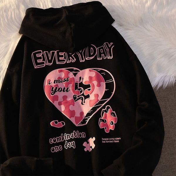 women s hoodies sweatshirts american niche design sense puzzle love print hooded sweater loose men and women spring autumn jacket couple wea, Black
women s hoodies sweatshirts american niche design sense puzzle love print hooded sweater loose men and women spring autumn jacket couple wea, Black