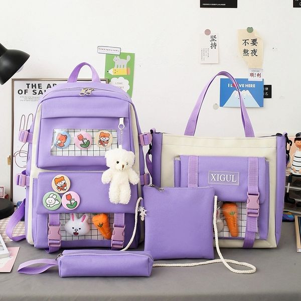 school bags 4 in 1 kawaii women backpack set cute for girls kids canvas waterproof travel bagpack children rucksack 230818
school bags 4 in 1 kawaii women backpack set cute for girls kids canvas waterproof travel bagpack children rucksack 230818