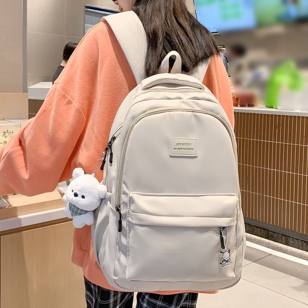 school bag's backpack schoolbag for teenage girls knapsack student backpacks solid color multipocket woman travel book bag 230818
school bag's backpack schoolbag for teenage girls knapsack student backpacks solid color multipocket woman travel book bag 230818