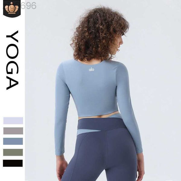 desginer al yoga t short aloautumn open navel quick dry running long sleeve contrast nude dress with chest pads, White
desginer al yoga t short aloautumn open navel quick dry running long sleeve contrast nude dress with chest pads, White