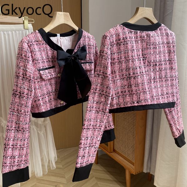 women's jackets gkyocq plaid jacket long sleeve bow korean chic fashion short coat women vintage casual female o neck contrast color c, Black;brown
women's jackets gkyocq plaid jacket long sleeve bow korean chic fashion short coat women vintage casual female o neck contrast color c, Black;brown