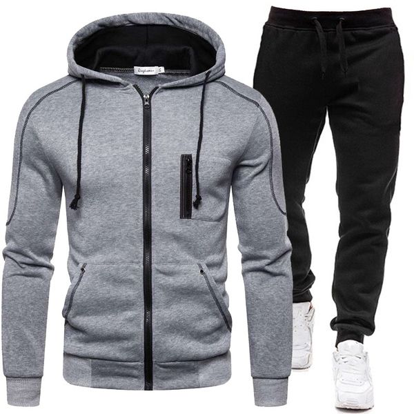 mens tracksuits men tracksuit autumn winter sets zipper hoodies sweatpants 2 piece suit hooded casual male clothes 230818, Gray 
mens tracksuits men tracksuit autumn winter sets zipper hoodies sweatpants 2 piece suit hooded casual male clothes 230818, Gray