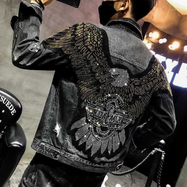 men's jackets 2021 punk style fashion eagle embroidered patch jean jacket men denim streetwear slim black, Black;brown
men's jackets 2021 punk style fashion eagle embroidered patch jean jacket men denim streetwear slim black, Black;brown