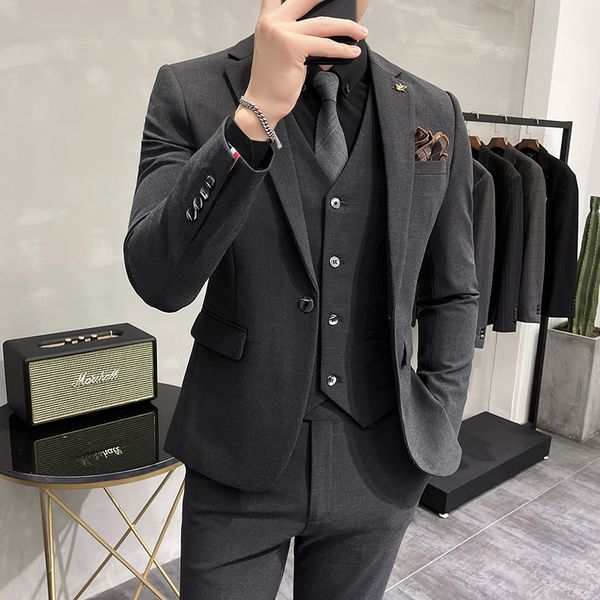 men's suits blazers jacket vest pants highend brand boutique fashion solid color mens casual business suit 3piece set groom wedding dre, White;black
men's suits blazers jacket vest pants highend brand boutique fashion solid color mens casual business suit 3piece set groom wedding dre, White;black
