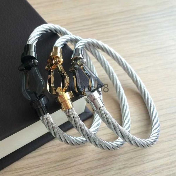 bangle wire rope horseshoe buckle freds bracelet stainless steel rope chain men bracelets couple bracelet 18/20.5/23cm with white box j23081, Black
bangle wire rope horseshoe buckle freds bracelet stainless steel rope chain men bracelets couple bracelet 18/20.5/23cm with white box j23081, Black
