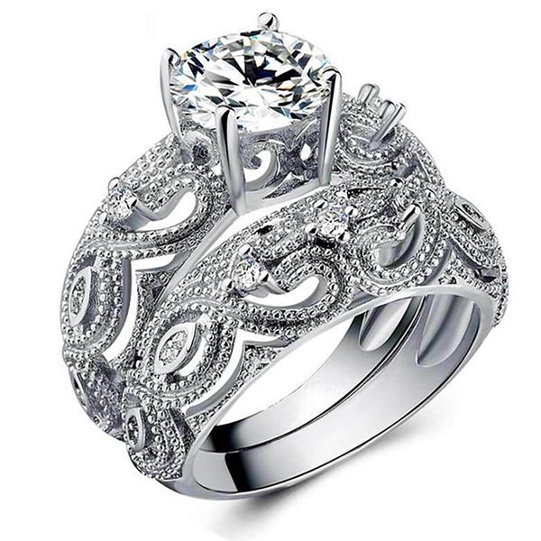4 carat openwork ring sets for women silver wedding set round cut halo engagement ring white 5a diamond band cubic zirconia solitaire annive, Slivery;golden
4 carat openwork ring sets for women silver wedding set round cut halo engagement ring white 5a diamond band cubic zirconia solitaire annive, Slivery;golden
