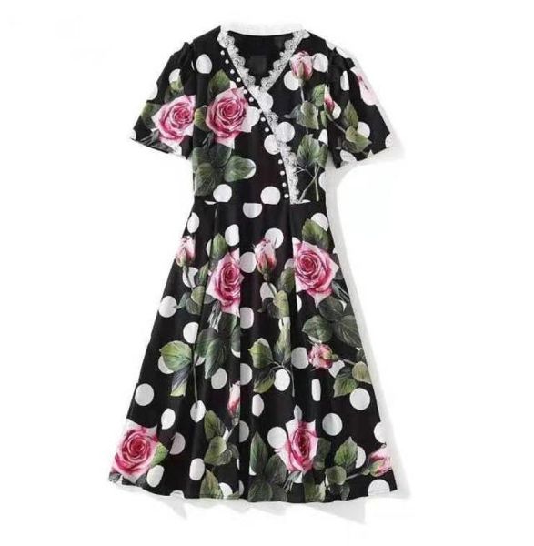 european and american women039s wear for spring 2021 short sleeve vneck fashion black dress with polka dot floral print6813312, Black;gray
european and american women039s wear for spring 2021 short sleeve vneck fashion black dress with polka dot floral print6813312, Black;gray