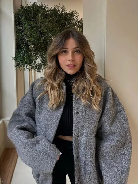 womens jackets spring warm gray long sleeve bomber jacket outerwear with button pockets coat thicken for women 230818, Black;brown
womens jackets spring warm gray long sleeve bomber jacket outerwear with button pockets coat thicken for women 230818, Black;brown