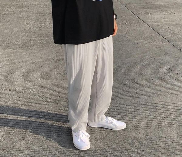 pleated straight pants men039s fashion solid color elastic waist casual pants men streetwear loose japanese ice silk trousers m5314601, Black
pleated straight pants men039s fashion solid color elastic waist casual pants men streetwear loose japanese ice silk trousers m5314601, Black