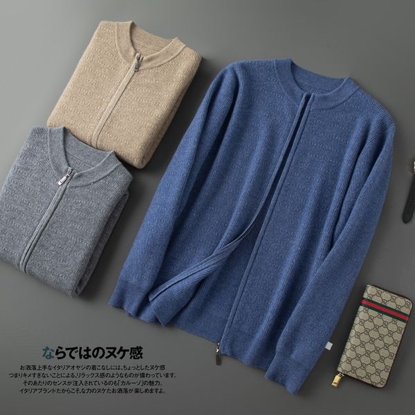 men's sweaters 100 goat cashmere clothing oneck zippered cardigan 2023 autumn winter thickened coat casual knit large size jacket 23081, White;black
men's sweaters 100 goat cashmere clothing oneck zippered cardigan 2023 autumn winter thickened coat casual knit large size jacket 23081, White;black